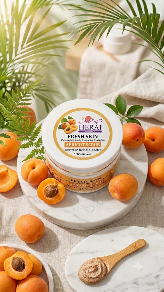 Merai HD Glow Fresh Skin Apricot Scrub Natural Face and Body Exfoliating Scrub